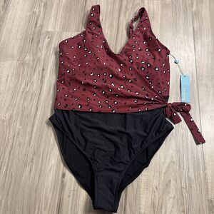 NWT BIRDSONG Womens Animal Print One Piece Swimsuit Built in Bra Size 14